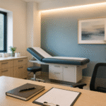 Modern medical consultation room with examination table and clean clinic interior in Hadapsar Pune