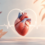 An aesthetic medical illustration of a healthy human heart with a glowing ECG heartbeat line, symbolizing advanced heart care and cardiovascular wellness.